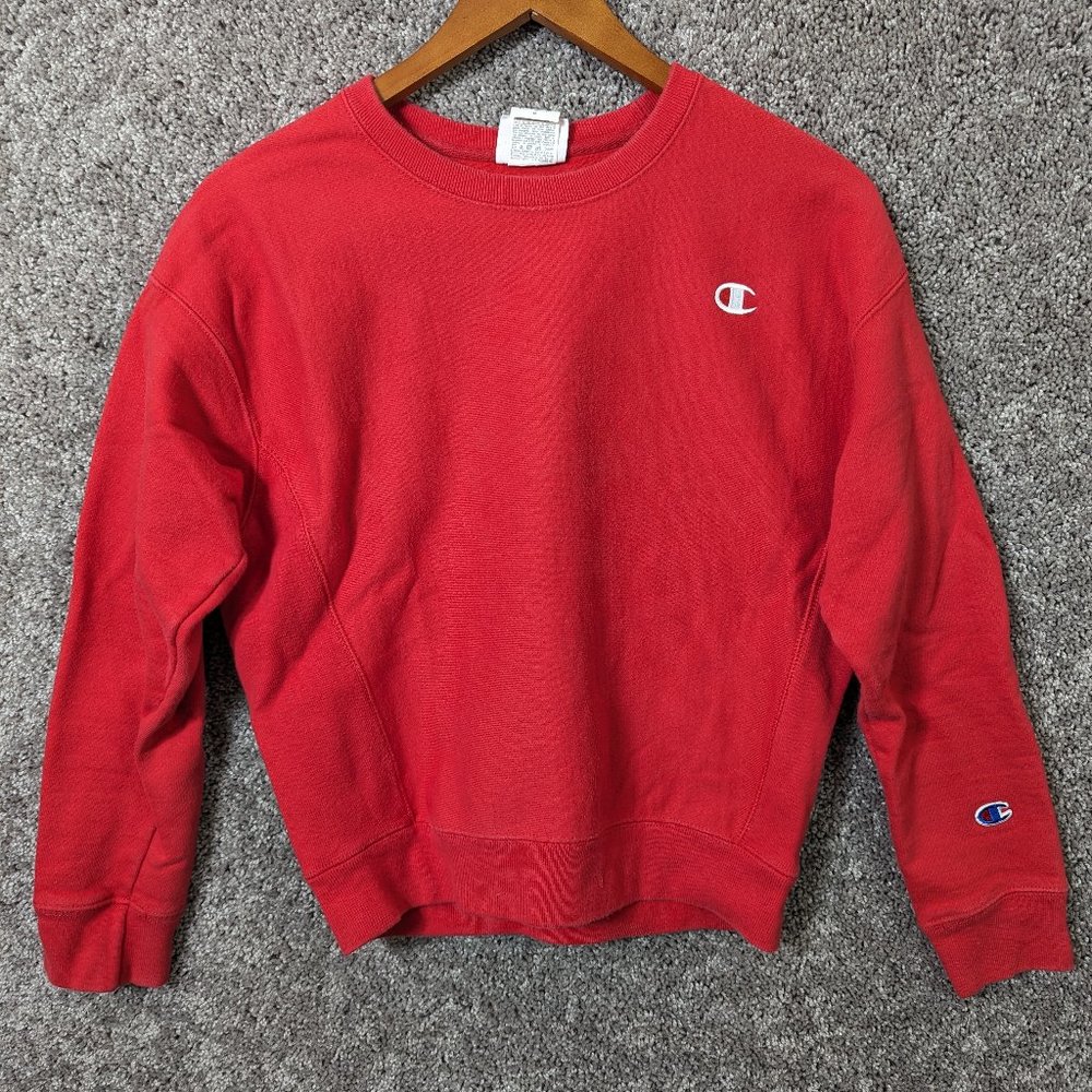 Mens Champion Reverse Weave Cotton Blend Pullover Crewneck Sweatshirt M Red